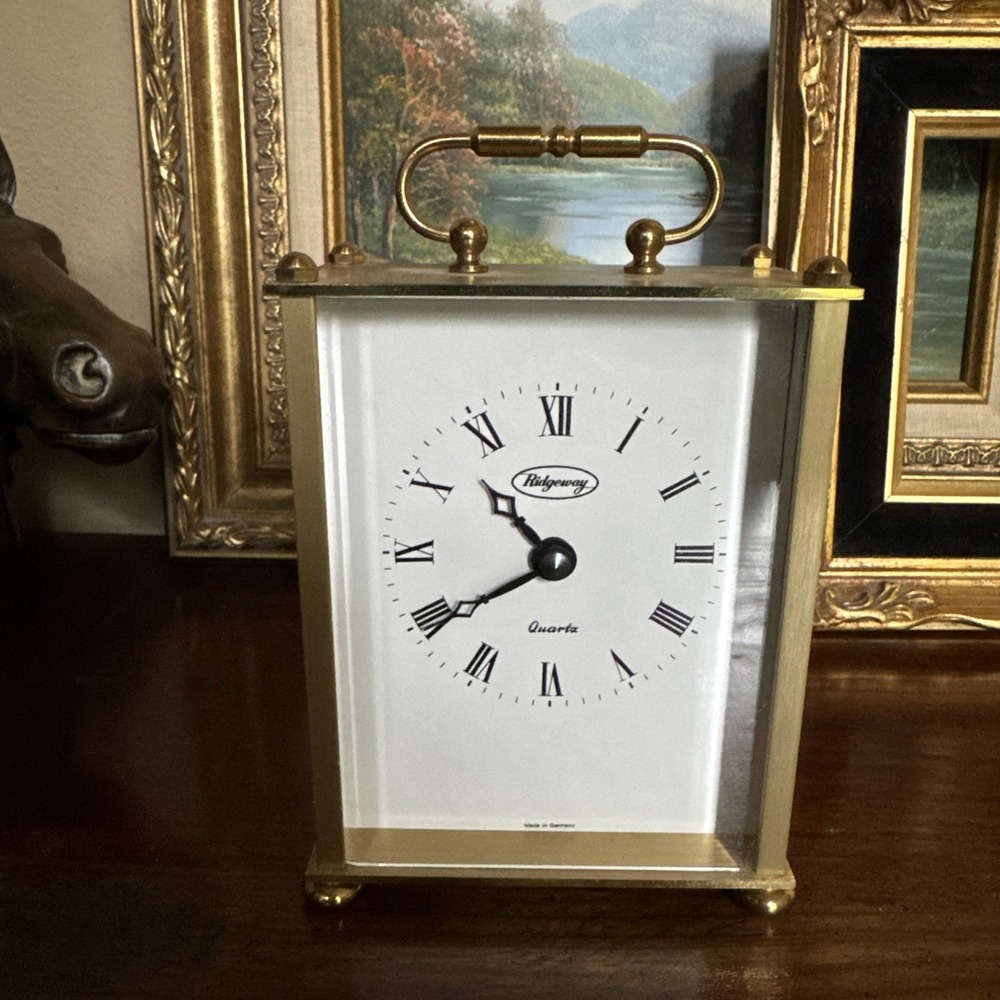 Ridgeway Brass Carriage Clock Quartz Roman Numeral‎ Made In Germany